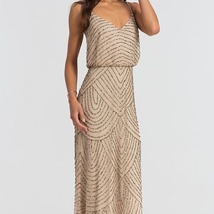 Adrianna Papell Long deco taupe dress